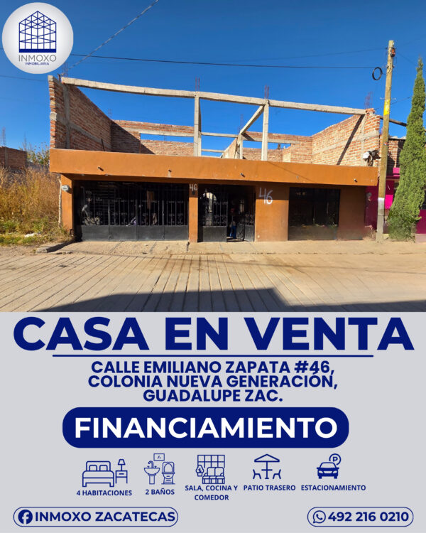 Casa en venta Guadalupe, Zac.