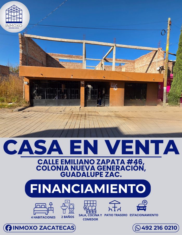 Casa en venta Guadalupe, Zac.